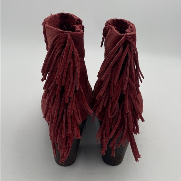Matisse Red Suede Ankle Booties Fringe details women 9.5M casual festival boho - Picture 4 of 14